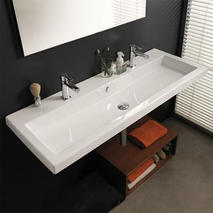 Nameeks Cangas Wall Mounted Ceramic Bathroom Sink in White