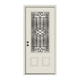 36 in. x 80 in. 3/4 Lite Sanibel Primed Steel Prehung Left-Hand Inswing Front Door w/Brickmould - Super Arbor