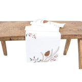 15 in. x 70 in. Pinecone And Berry Embroidered Christmas Table Runner, White