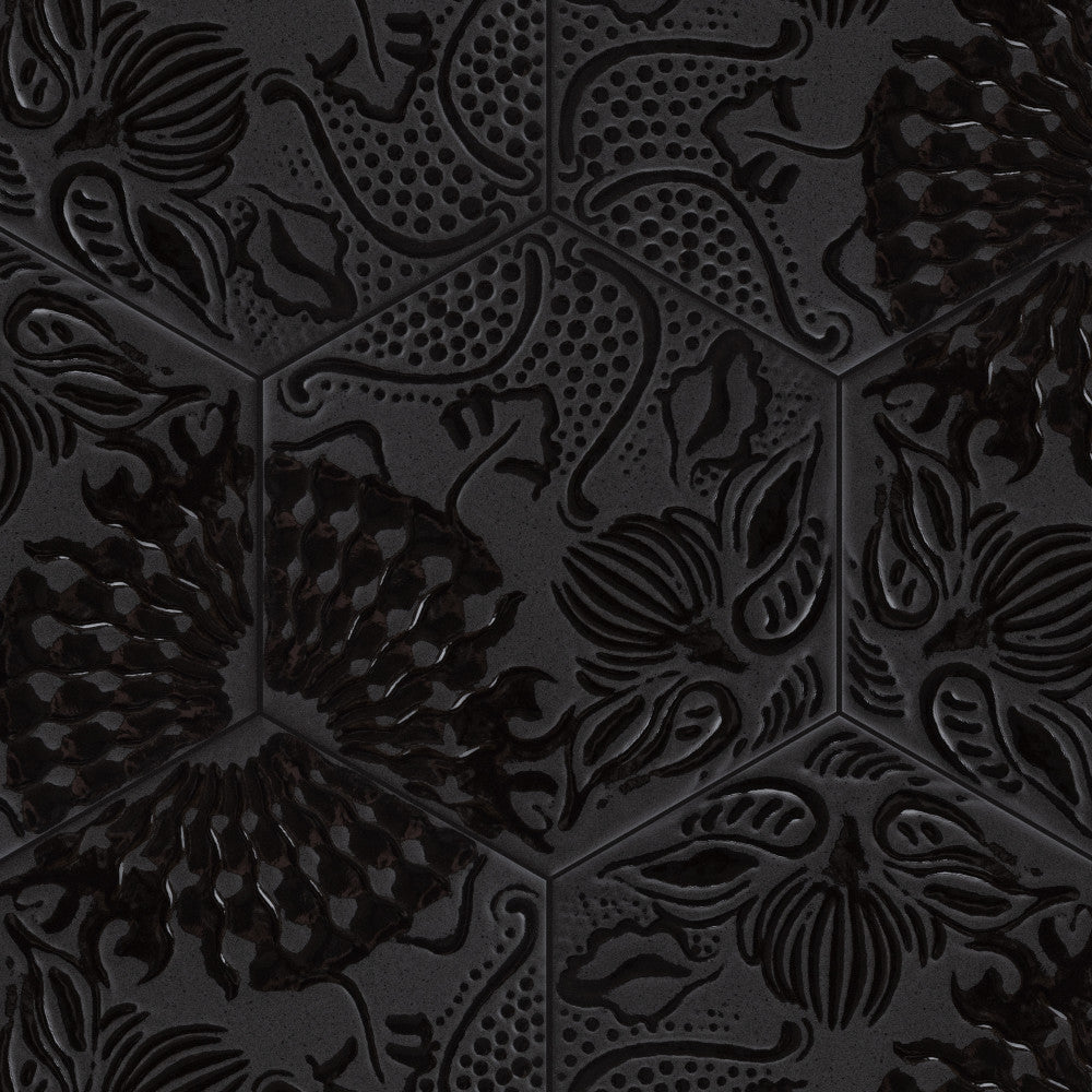 Merola Tile Gaudi Hex Black 8-5/8 in. x 9-7/8 in. Porcelain Floor and Wall Tile (11.56 sq. ft. / case)
