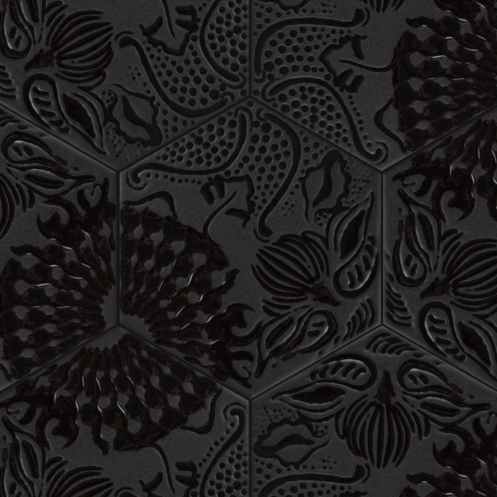 Merola Tile Gaudi Hex Black 8-5/8 in. x 9-7/8 in. Porcelain Floor and Wall Tile (11.56 sq. ft. / case)