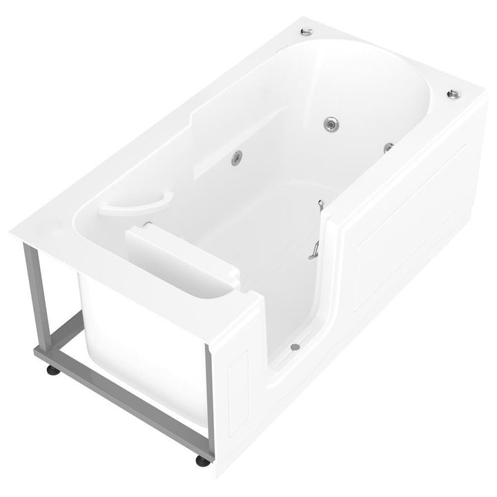 Nova Heated Step-In 5 ft. Walk-In Whirlpool Bathtub in White with Chrome Trim - Super Arbor