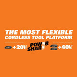 Worx POWER SHARE 40-Volt 430 CFM 90 MPH Leaf Blower with Brushless Motor