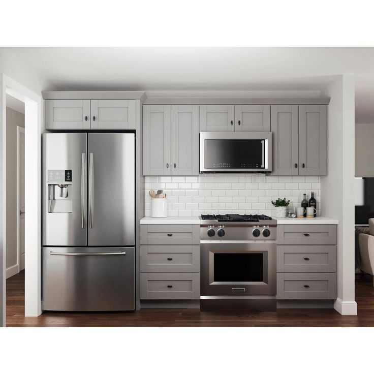 Home Decorators Collection Washington Veiled Gray Plywood Shaker Assembled Wall Kitchen Cabinet Soft Close 33 in W x 12 in D x 36 in H
