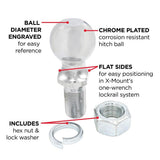 TowSmart 12,000 lb. Capacity 2-5/16 in. Ball x 1-1/4 in. Shank Diameter x 2-1/2 in. Shank Length Chrome Hitch Ball - Super Arbor