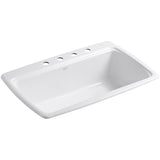 Cape Dory Drop-In Cast-Iron 33 in. 4-Hole Single Basin Kitchen Sink in Black