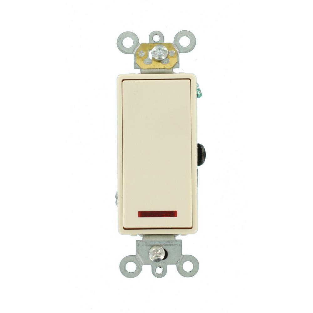20 Amp Decora Plus Commercial Grade Single Pole Rocker Switch with Pilot Light, White - Super Arbor