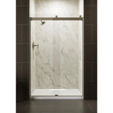 Levity 48 in. x 74 in. Semi-Frameless Sliding Shower Door in Nickel with Handle - Super Arbor