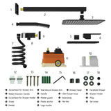1-Spray Square High Pressure Wall Bar Shower Kit Bathroom Shower System with Hand Shower in Black