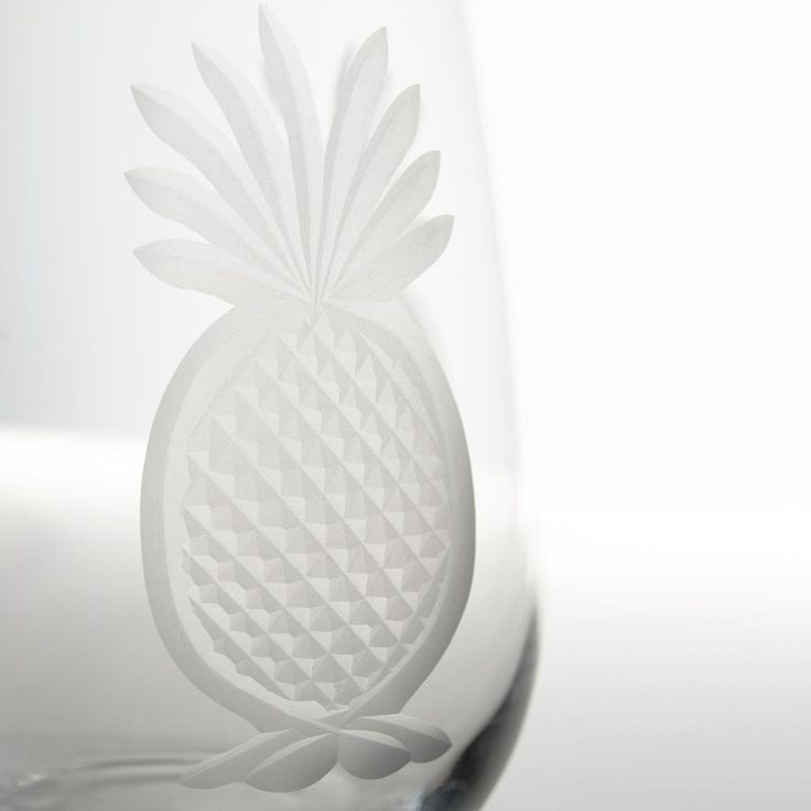 Pineapple 17 oz. Clear Stemless Wine Glass (Set of 4)