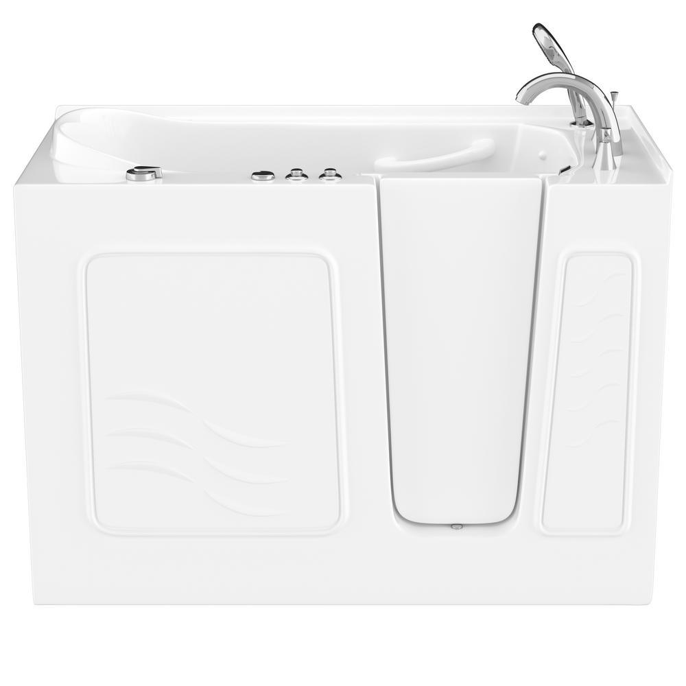 HD Series 53 in. Right Drain Quick Fill Walk-In Whirlpool Bath Tub with Powered Fast Drain in White - Super Arbor