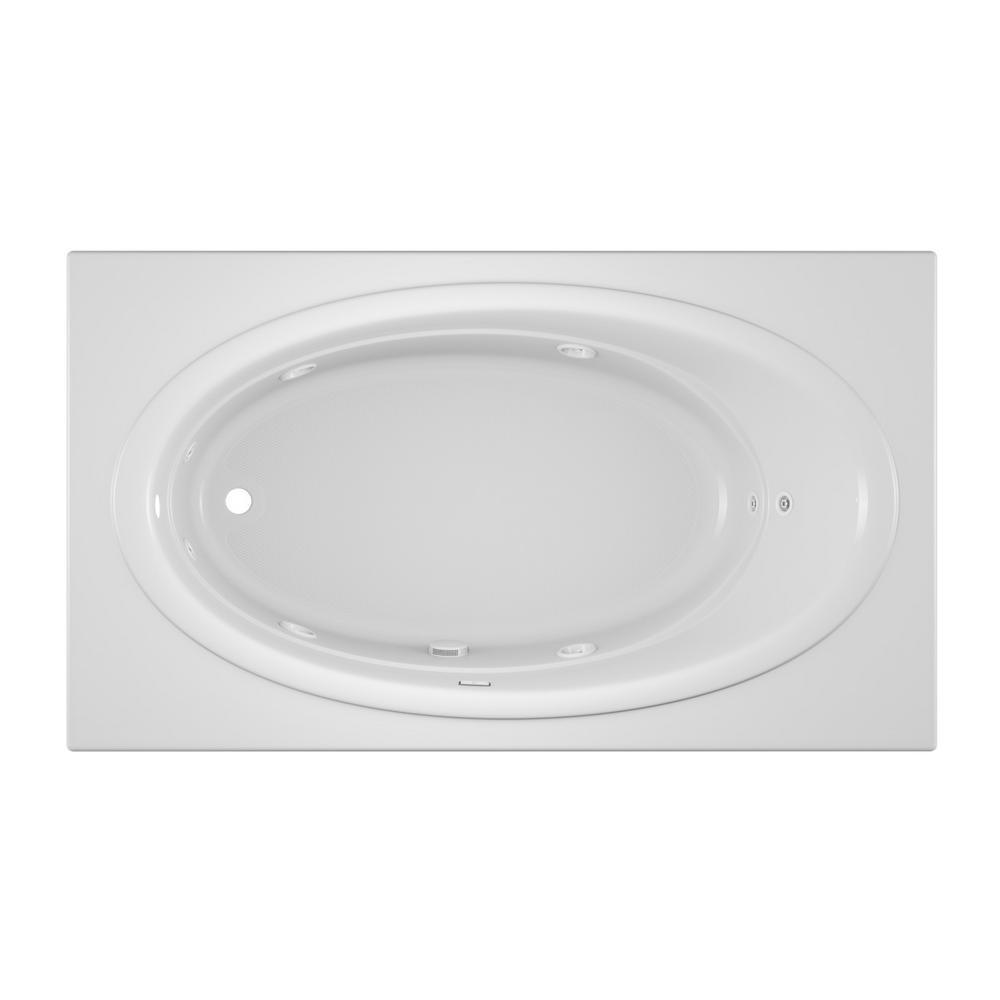 Jacuzzi NOVA 72 in. x 42 in. Acrylic Left-Hand Drain Rectangular Drop-In Whirlpool Bathtub with Heater in White