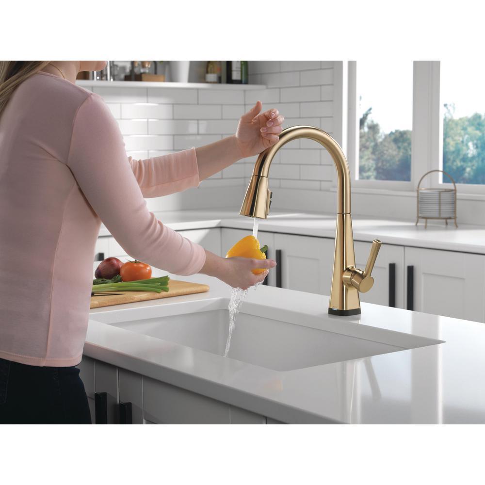 Lenta Touch Single-Handle Pull-Down Sprayer Kitchen Faucet with ShieldSpray Technology in Champagne Bronze - Super Arbor