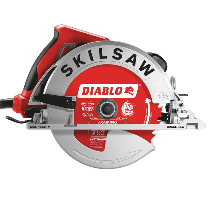 7-1/4 in. 15 Amp Corded Electric Magnesium Side Winder Circular Saw with Brake with 24-Tooth Diablo Carbide Blade - Super Arbor