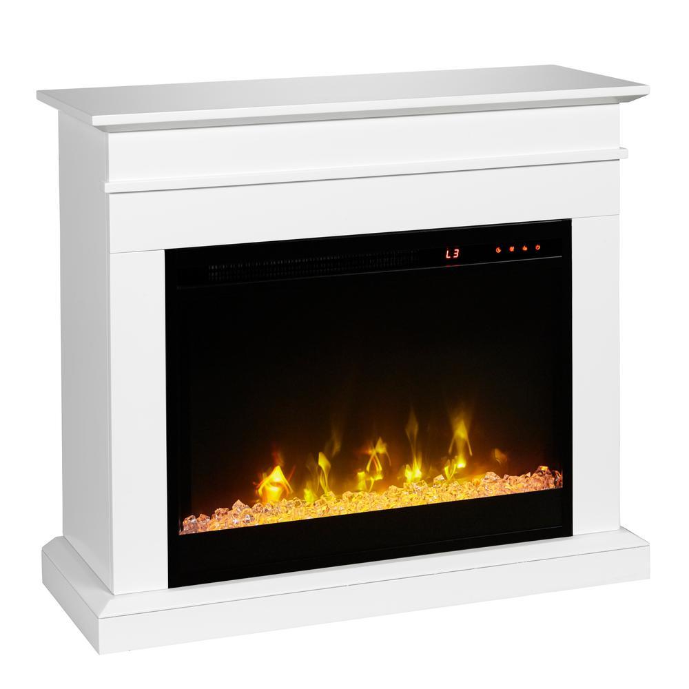 Jasmine 31 in. Mantel with a 23 in. Electric Fireplace in White - Super Arbor
