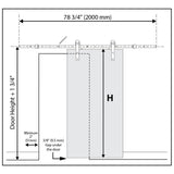 42 in. x 84 in. Shaker 3-Lite Frosted Glass Primed MDF Sliding Barn Door with Bent Strap Hardware Kit - Super Arbor