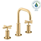 Purist 8 in. Widespread 2-Handle Mid-Arc Bathroom Faucet in Vibrant Modern Brushed Gold - Super Arbor