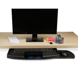 Under Desk Keyboard Holder with Closable Writing Utensil Compartment, Black - Super Arbor