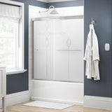 Simplicity 60 in. x 58-1/8 in. Semi-Frameless Traditional Sliding Bathtub Door in Bronze with Droplet Glass - Super Arbor