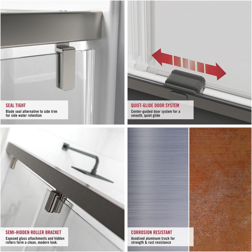 Everly 60 in. x 59-1/4 in. Mod Semi-Frameless Sliding Bathtub Door in Bronze and 1/4 in. (6mm) Clear Glass - Super Arbor