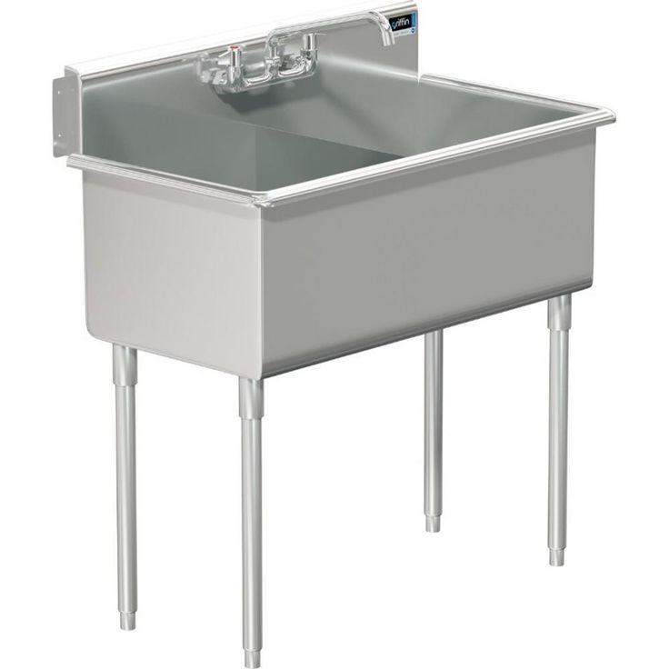 Terrell Series Stainless Steel 39x21.5 in. Freestanding  2-Hole 2-Compartment Scullery Sink with Lead-Free Faucet