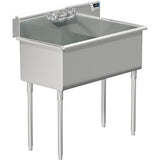 Terrell Series Stainless Steel 39x21.5 in. Freestanding  2-Hole 2-Compartment Scullery Sink with Lead-Free Faucet