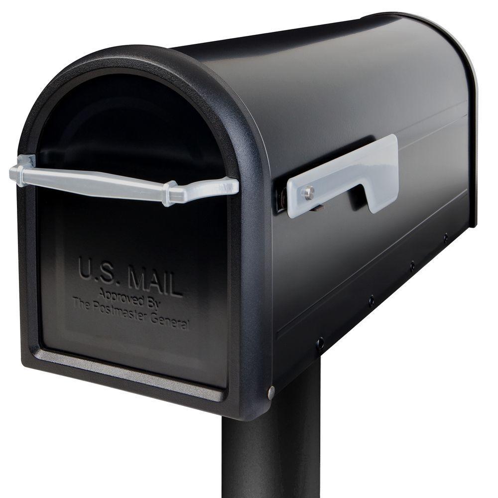 Chadwick Nickel Accents Black Post Mount Mailbox - Super Arbor