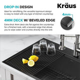 Kore Gunmetal 16-Gauge Stainless Steel PVD 33 in. Single Bowl Drop-In Workstation Kitchen Sink with Accessories