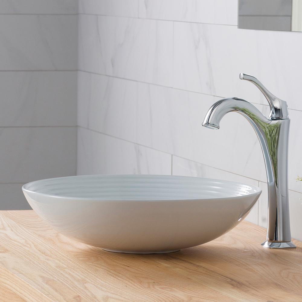 Viva 16-1/2 in. Round Porcelain Ceramic Vessel Sink in White - Super Arbor