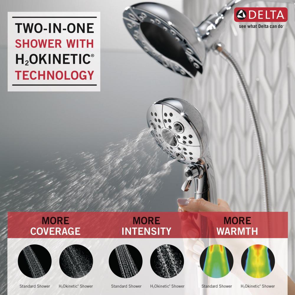 In2ition Two-in-One 5-Spray 6.9 in. Dual Wall Mount Fixed and Handheld H2Okinetic Shower Head in Chrome - Super Arbor