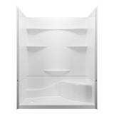 Coronado Acrylx 60 in. x 30 in. Single Threshold Left Drain Shower Kit in White with Bench with Door in Chrome