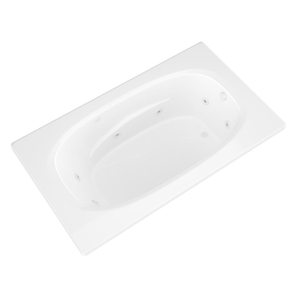 Tiger's Eye 6 ft. Rectangular Drop-in Whirlpool Bathtub in White - Super Arbor