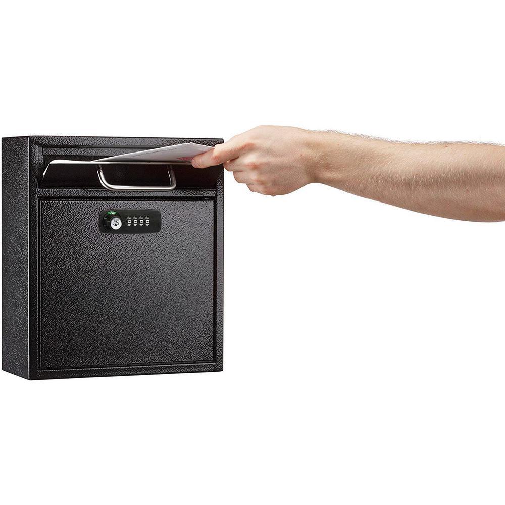Black Medium Drop Box Wall Mounted Locking Mail Box with Key and Combination lock - Super Arbor
