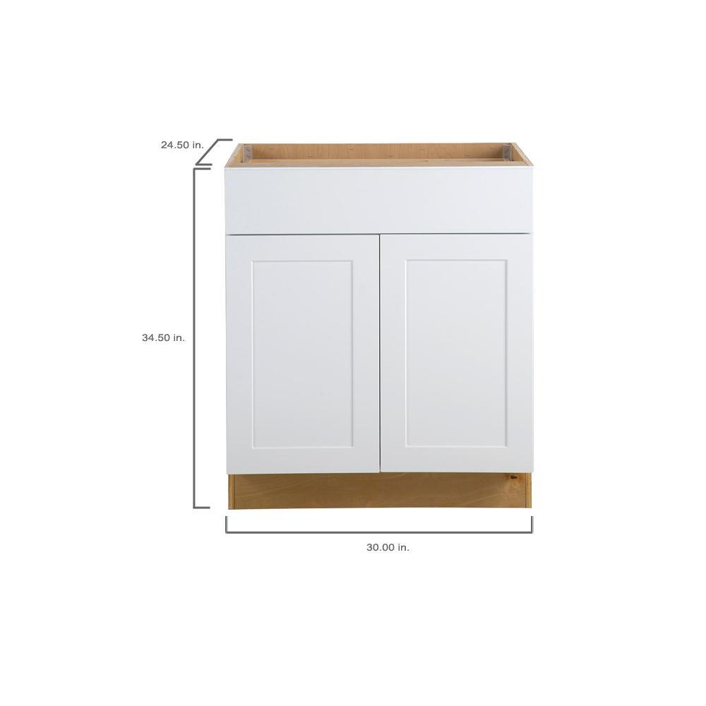 Cambridge Shaker Assembled 30x34.5x24.5 in. Plywood Base Cabinet w/ 1 Soft Close Drawer & 2 Soft Close Doors in White - Super Arbor