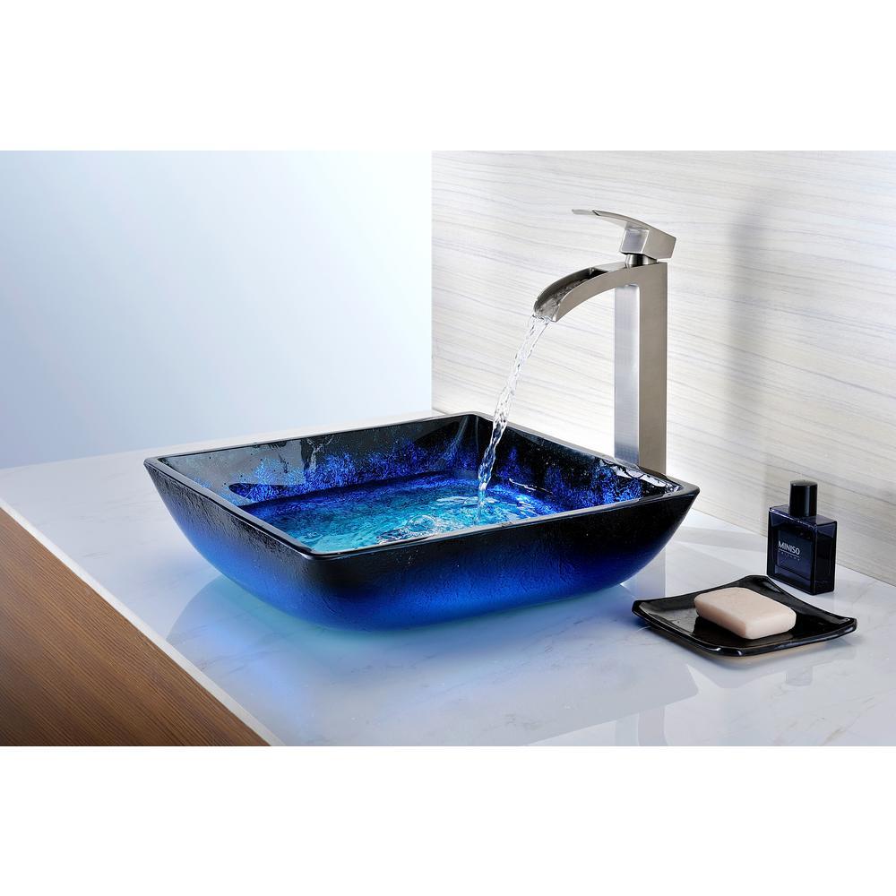 Kuku Deco-Glass Vessel Sink in Blazing Blue - Super Arbor
