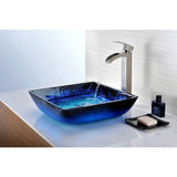 Kuku Deco-Glass Vessel Sink in Blazing Blue - Super Arbor