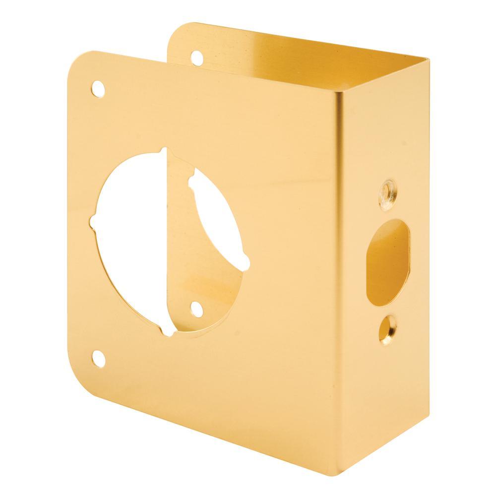 1-3/4 in. x 4-1/2 in. Thick Solid Brass Lock and Door Reinforcer, 2-1/8 in. Single Bore, 2-3/8 in. Backset - Super Arbor