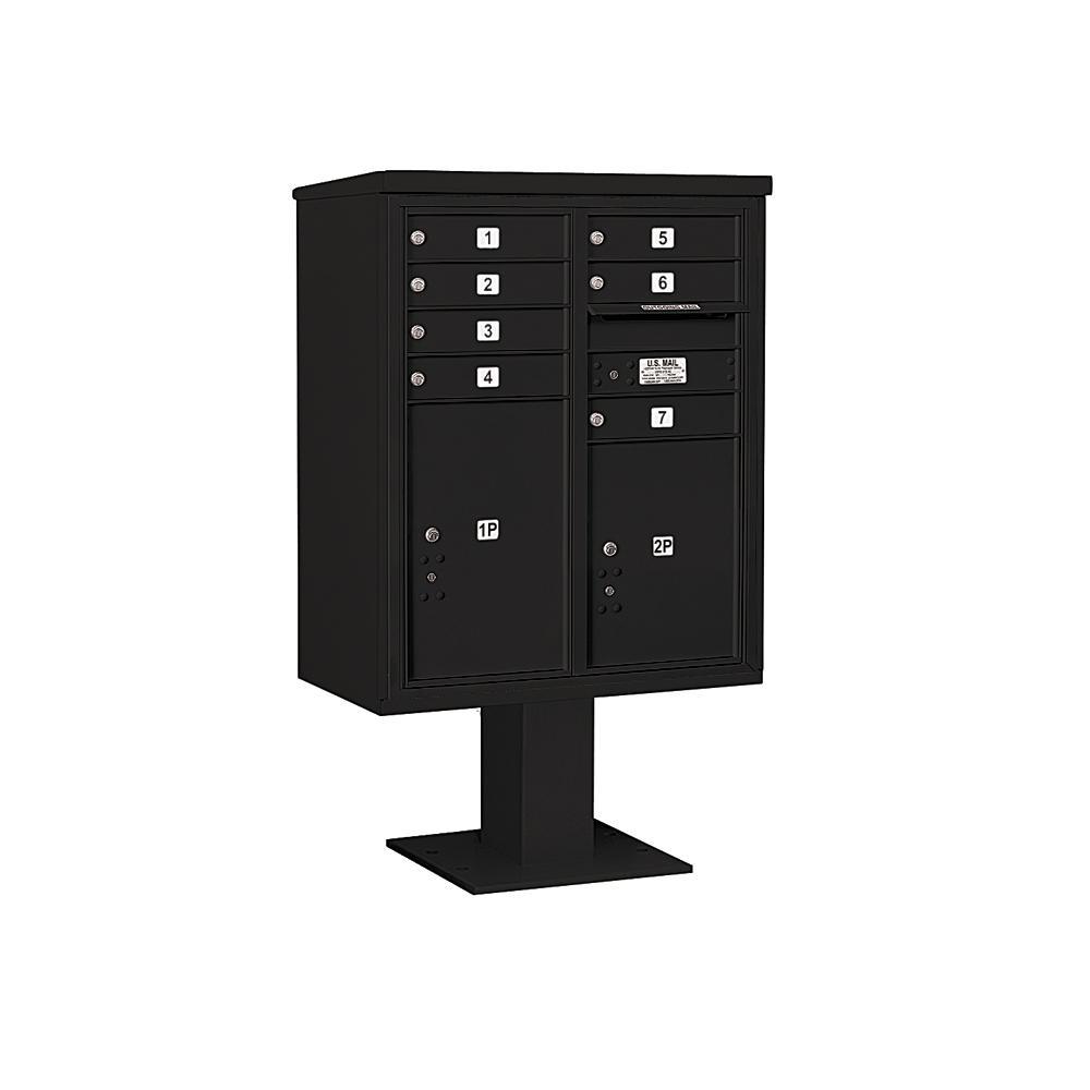 3400 Horizontal Series 7-Compartment 1-Parcel Locker Pedestal Mount Mailbox - Super Arbor