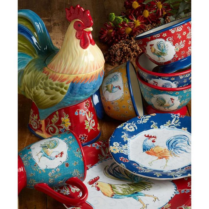 Morning Bloom 3-Piece Seasonal Multicolored Earthenware 96, 72, 48 oz. Canister Set