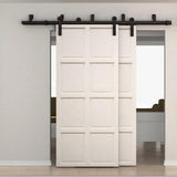 8 ft./96 in. Black Bypass Sliding Barn Hardware Track Kit for Double Wood Doors with Non-Routed Door Guide - Super Arbor