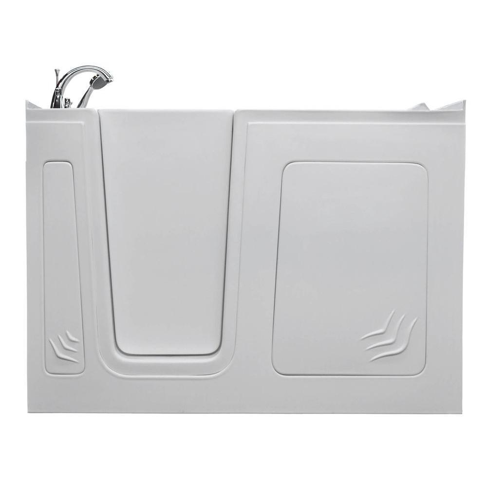 NOVA Heated Rampart 5 ft. Walk-in Non-Whirlpool Bathtub with 6 in. Tile Easy Up Adhesive Wall Surround in White - Super Arbor