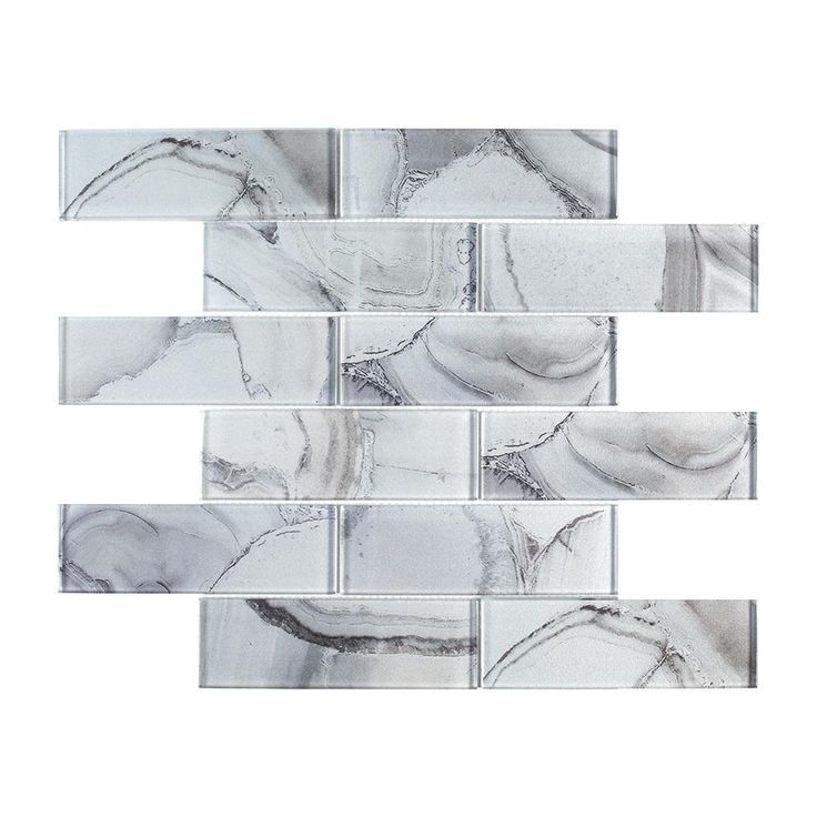 Jeffrey Court Geode Brick Gray 11.625 in. x 11.75 in. x 8 mm Interlocking Glossy Glass Mosaic Tile