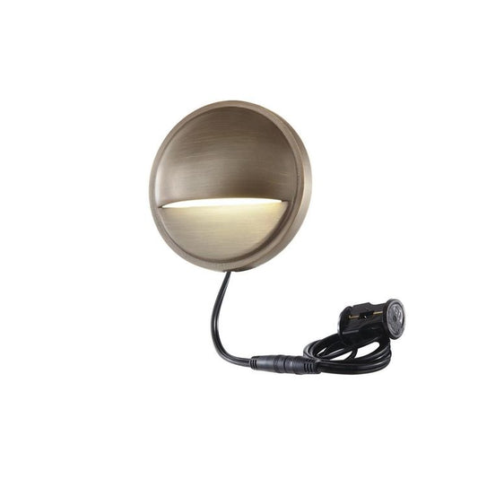 2-Watt Brass Outdoor Integrated LED 2700K White Warm Landscape Deck Light