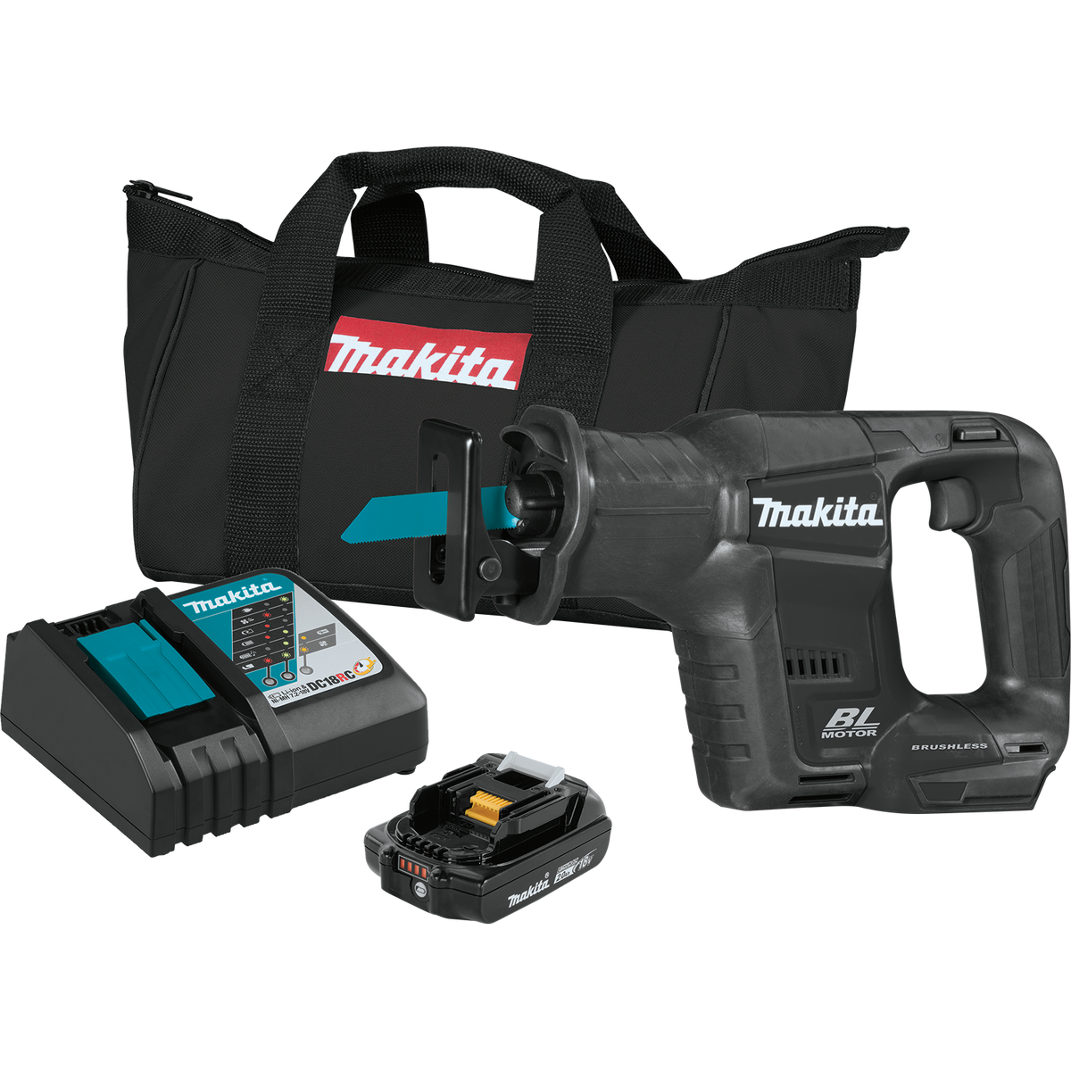 Makita 18V LXT Sub-Compact Brushless Cordless Recipro Saw Kit with 2.0Ah Battery (XRJ07R1B)