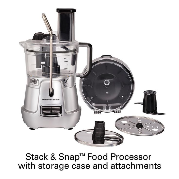 Stack & Snap 8-Cup 3-Speed Silver Food Processor with Built-in Bowl Scraper