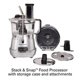 Stack & Snap 8-Cup 3-Speed Silver Food Processor with Built-in Bowl Scraper