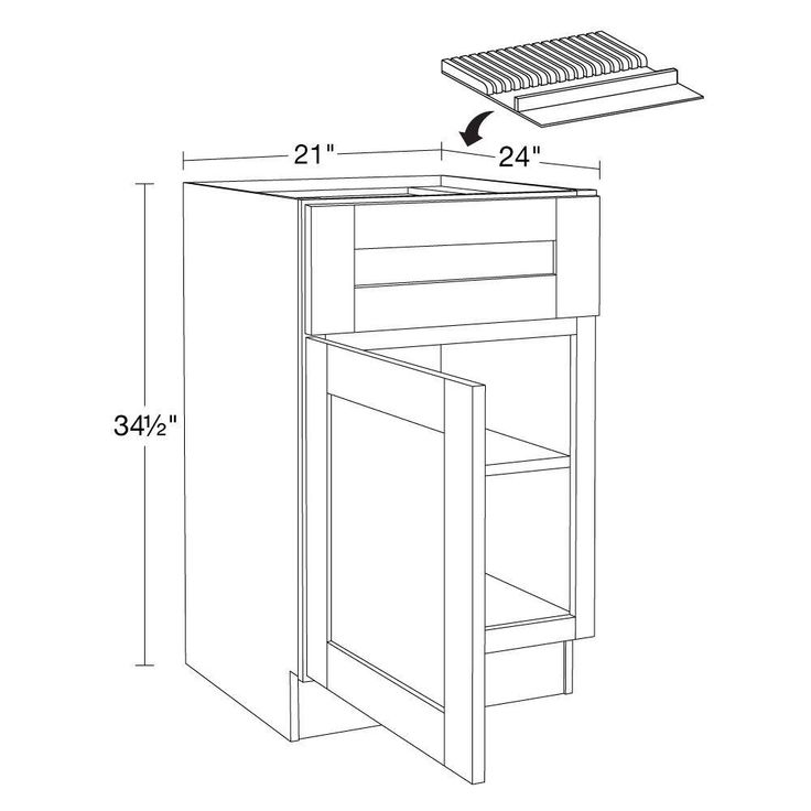 Home Decorators Collection Washington 21 in. W x 24 in. D x 34.5 in. H Veiled Gray Plywood Shaker Assembled Base Kitchen Cabinet Left Knife Block