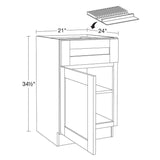 Home Decorators Collection Washington 21 in. W x 24 in. D x 34.5 in. H Veiled Gray Plywood Shaker Assembled Base Kitchen Cabinet Left Knife Block