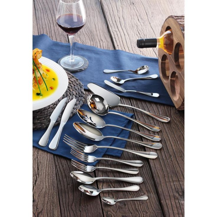 Rain 103-Piece 18/10 Stainless Steel Flatware Set Service for 12