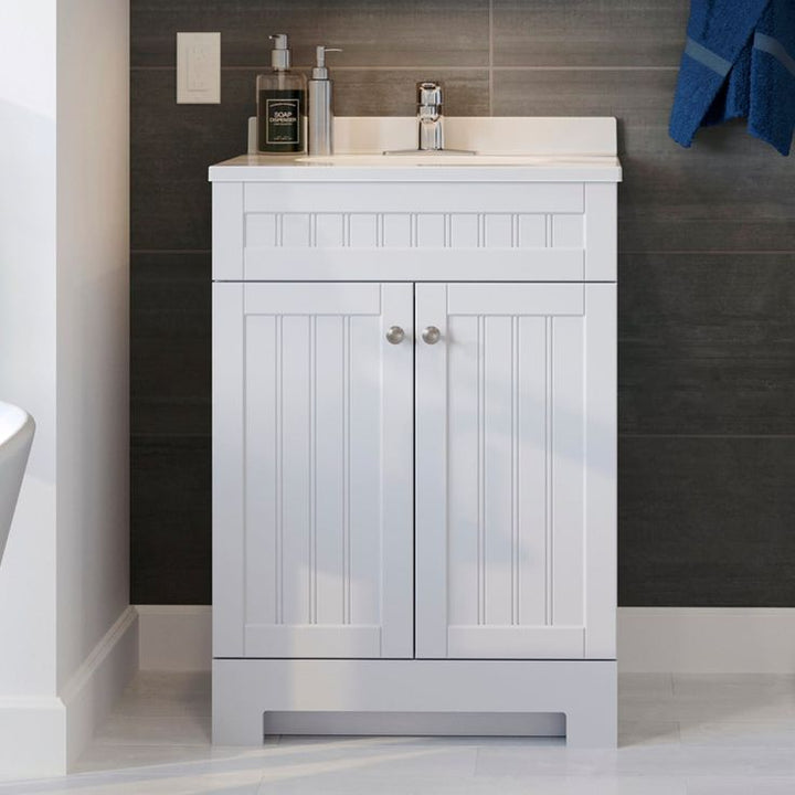 Style Selections Ellenbee 24.5-in White Single Sink Bathroom Vanity with White Cultured Marble Top